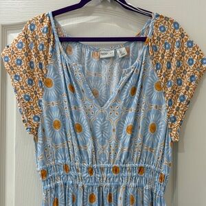 Rachel Zoe Light Blue and Mustard Patterned Maxi Dress